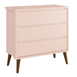 Cômoda Retrô Theo 3 Gavetas e Pés em Madeira - Rosa