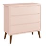 Cômoda Retrô Theo 3 Gavetas e Pés em Madeira - Rosa - 1