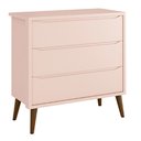 Ver imagem 1 de Cômoda Retrô Theo 3 Gavetas e Pés em Madeira - Rosa