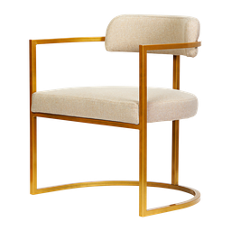 Kit 02 Poltronas Ohio Linho Marfim Estrutura Dourado - 4