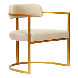Kit 02 Poltronas Ohio Linho Marfim Estrutura Dourado - 3