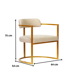 Kit 02 Poltronas Ohio Linho Marfim Estrutura Dourado - 7