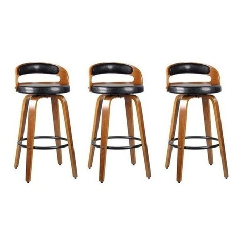 Kit 3 Banquetas para Cozinha Altas Giratórias Madeira Roma
