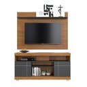 Ver imagem 1 de Conjunto Rack Bancada Yara com Painel Maia para Tv até 55" Noce Milano Preto Fosco Colibri