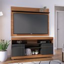 Ver imagem 2 de Conjunto Rack Bancada Yara com Painel Maia para Tv até 55" Noce Milano Preto Fosco Colibri
