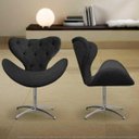 Ver imagem 3 de Kit 2 Cadeiras Decorativas Poltronas Egg com Capitonê Cinza com Base Giratória