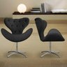 Kit 2 Cadeiras Decorativas Poltronas Egg com Capitonê Cinza com Base Giratória - 3