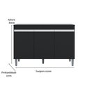 Ver imagem 3 de Balcão Gabinete Manu 120cm 3 Portas - com Tampo - Preto