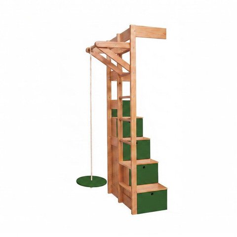 Kit Escada Baú e Playgroung Esquerdo Climb Casatema MadeiraOriginals Verde/Madeira Natural
