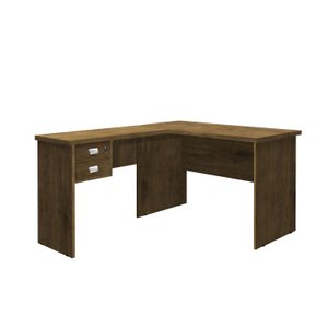 Mesa de Canto L Escrivaninha Office 2 Gavetas e Chave Taurus:jequitibá
