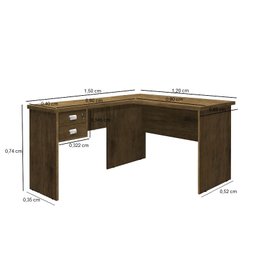 Mesa de Canto L Escrivaninha Office 2 Gavetas e Chave Taurus:jequitibá - 3
