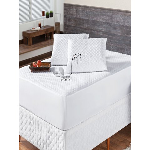 Protetor de Colchão Impermeável Matelado Casal Queen - Branco