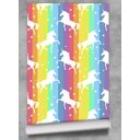 Ver imagem 3 de Papel de Parede Infantil Unicórnio com Fundo Arco Íris-60x300cm