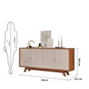 Ver imagem 5 de Buffet 4 Portas com Frisos Decorativos e Prateleiras Dj Móveis Soleil Freijó Off White