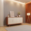 Ver imagem 1 de Buffet 4 Portas com Frisos Decorativos e Prateleiras Dj Móveis Soleil Freijó Off White