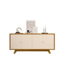 Ver imagem 2 de Buffet 4 Portas com Frisos Decorativos e Prateleiras Dj Móveis Soleil Freijó Off White