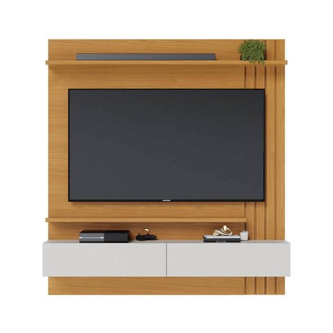Painel para Tv até 65 Polegadas Juriti 2 Portas 2 Prateleiras Naturale/off White Matte - Colibri