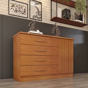 Cômoda Ripada Barcelona C/ Sapateira 4 Gavetas com 1 Porta Tcil Móveis Cômoda Barcelona Ripada Cinam
