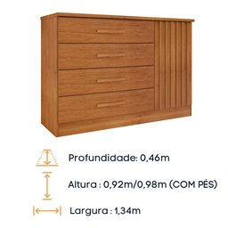Cômoda Ripada Barcelona C/ Sapateira 4 Gavetas com 1 Porta Tcil Móveis Cômoda Barcelona Ripada Cinam - 7