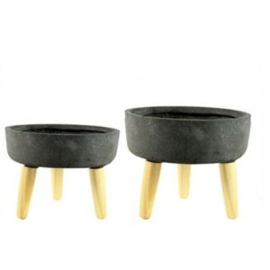 Conjunto 2 Bacias De Fibrocimento Com Pés Areia Ruth Preto D37 A27