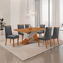 Ver imagem 2 de Mesa de Jantar Yasmin 180 cm Tampo MDF Canto Copo Laminado com 6 Cadeiras Moderna Mobília