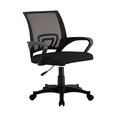 Cadeira de Escritório Nelis Ergonômica com Apoio de Lombar e Braço Fixo Base Giratória Preta