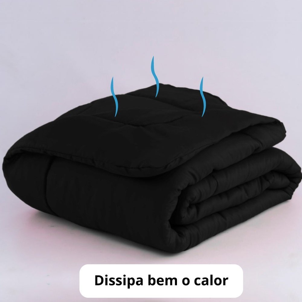 Kit Roupa de Cama Casal com Cobre Leito de Verão 5 Peças Preto Casa Dona - 3