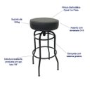 Ver imagem 2 de Jogo de Mesa Laura Bistrô Altura 92cm com Vidro + 2 Banquetas Cozinha Bar Altura 65cm Redonda Cor Pr