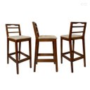 Ver imagem 2 de Kit 2 Banquetas para Bancada Alta Estofada Grécia em Madeira Castanho Linho Bege Ccs