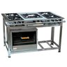 Fogão Industrial 5 Bocas 30x40 Baixa Pressão em Aço Inox com Forno Tampa de Vidro - 1