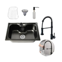 Ver imagem 1 de Kit Cuba Cozinha Gourmet Aço Inox 60x42 E Torneira Flexível Preta Brinovar