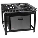 Ver imagem 1 de Fogão Industrial 4 bocas Duplas 40x40 Linha Master Perfil 9 com Forno 87 Litros Tampa Inox