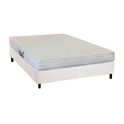 Cama Box Casal: Colchão Anatômico Herval Ag65 Frontier + Base Crc Courano White(138x188)