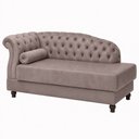 Ver imagem 1 de Chaise 160cm Esquerdo Pomme Veludo Nobre Avelã - Sallar Home