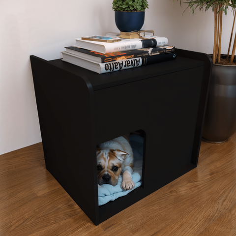 Mesa de Cabeceira Cama Pet Cães 45x45x40 Preto