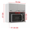 Ver imagem 4 de Armário Aéreo Modulado para Microondas Fidelitá Viena 70cm 2 Portas
