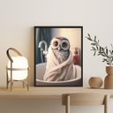 Ver imagem 1 de Quadro Decorativo para Banheiro Corujinha 45x34cm:madeira Branca