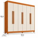 Ver imagem 4 de Guarda-Roupa Casal 6 Portas 2 Gavetas Apolo Marrom/Freijó/Off White