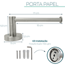 Ver imagem 4 de Porta Papel Higienico Papeleira De Parede Inox Escovado Suporte Para Papel Banheiro Luxo Acessório