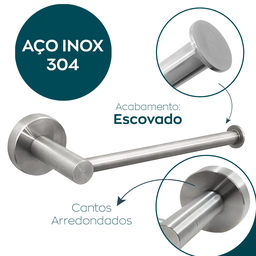 Porta Papel Higienico Papeleira De Parede Inox Escovado Suporte Para Papel Banheiro Luxo Acessório - 3