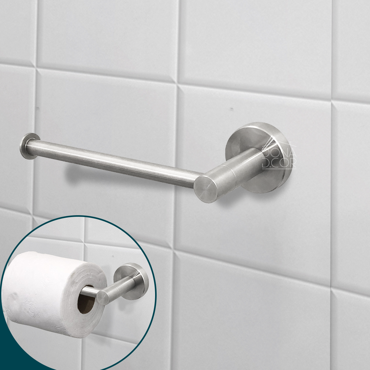 Porta Papel Higienico Papeleira De Parede Inox Escovado Suporte Para Papel Banheiro Luxo Acessório - 2