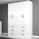 Ver imagem 1 de Guarda-roupa Solteiro Áquila 4 Portas 6 Gavetas Branco - Pnr Móveis