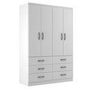Ver imagem 2 de Guarda-roupa Solteiro Áquila 4 Portas 6 Gavetas Branco - Pnr Móveis