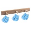 Ver imagem 2 de Kit 4 Cabides em Madeira 3 Pinos Organizador de Parede