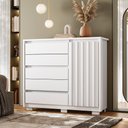 Ver imagem 2 de Cômoda Sapateira para Quarto 1 Porta 5 Gavetas Sardenha A04 Branco - Lyam Decor