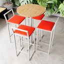Ver imagem 1 de Conjunto Mesa Alta Bistrô Redonda Pinus 4 Cadeiras Estofado Industrial White Don Castro