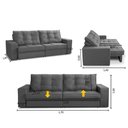 Ver imagem 3 de Sofá Retrátil e Reclinável 2 Lugares 1,70m com Molas Giovana Suede Cinza Cinza
