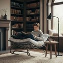 Ver imagem 5 de Cadeira Balanço Viena Corda Náutica para Jardim Sala Trama Cinza