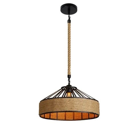 Lustre Pendente Corda Sisal 30cm Retro E27 Bivolt