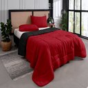Ver imagem 1 de Kit Edredom Casal Queen 3 Peças Margarida Cama Box:vermelho e Preto